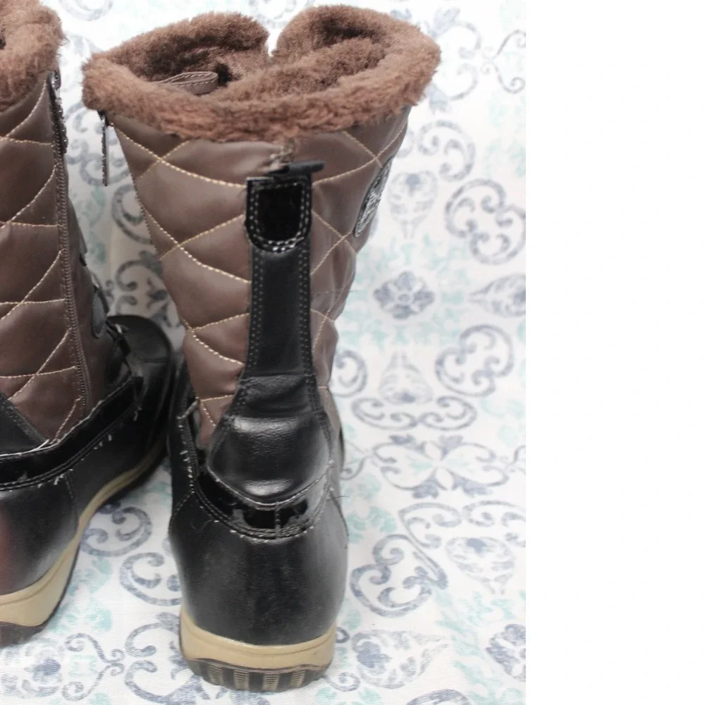 Totes Insulated Quilted Waterproof Winter Boots Women's Size 8‎ Brown Fur Lined